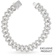 Resim RICH 925k SILVER DIAMOND MIAMI BRACELET 12mm (Gerçek Gümüş) 