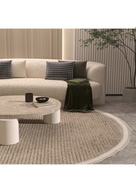 Resim Cool Halı Vetrina 3602 Yumuşak Yuvarlak Kesme Yolluk Halı Makine Halısı Vizon 