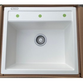Resim NURKA Granit Evye Beyaz Tek Gözlü Gözlü Mutfak Evyesi 55x50 