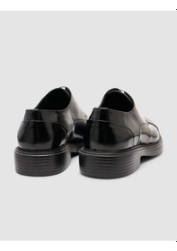 Resim Cabani Hakiki Açma Deri Siyah Kalın Taban Erkek Klasik Ayakkabı Siyah 