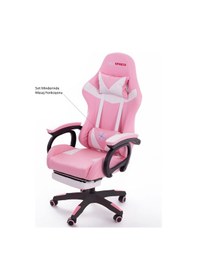 Resim Sports Vıbro Oyuncu Koltuğu Masaj Özellikli Gaming Chair Pembe/ Beyaz Pembe/ Beyaz 