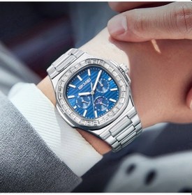 Resim Prestigegoods Skmeı 7076 İş Erkek Kuvars İzle Sekizgen Zirkon Moda Bilek Saati - Gümüş Kayış / Camgöbeği Kadran Çok Renkli 