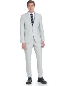 Resim Hatemoğlu Gri Slim Fit Mono Yaka Keten Takım Elbise 36332 Gri 