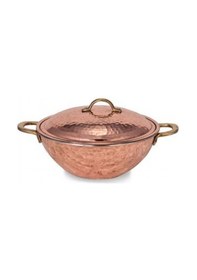 Resim Turna Bakır Wok Tava 25 CM Kapaklı El Dövme Kırmızı Turna4812-1 
