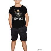 Resim Jhon Wick Cartoon Siyah Çocuk Tişört Siyah 