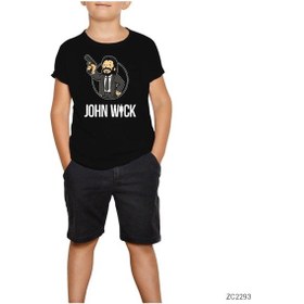Resim Jhon Wick Cartoon Siyah Çocuk Tişört Siyah 