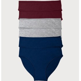 Resim Malabadi Kadın Bordo Gri Lacivert 6 Lı Paket Modal Dar Kalıp Ara Bel Slip Külot 187 Bordo-gri-lacivert 