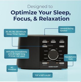 Resim Adaptive Sound Technologies Sound+sleep Uyku Terapisi Cihazı Asm1002, 30 Ses Seçeneği, Adaptif Ses Ve Uyku Zamanlayıcısı Uyku Arkadaşı Çok Renkli 