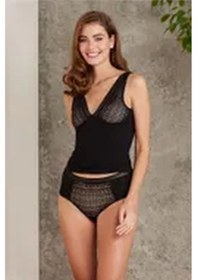 Resim Pierre Cardin 320 Kadın Kalın Askılı Dantelli Atlet Külot Takım-siyah Siyah 