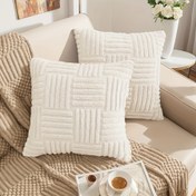 Resim 2 adet, Boho Ev Dekoratif Atma Yastık Kılıfı, 45.72cm*45.72cm Yumuşak Peluş Çizgili Kanepe Yastık Kılıfları, Çiftlik Yastık Kılıfları, Rahat Modern Ev Dekorasyonu Yastık Kılıfları Koltuk Yatak Odası Dekorasyonu, Yastık İçi Olmadan 