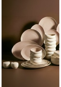 Resim Roma Beige 58 Parça 12 Kişilik Bone Porselen Yemek Takımı Bej Bej 