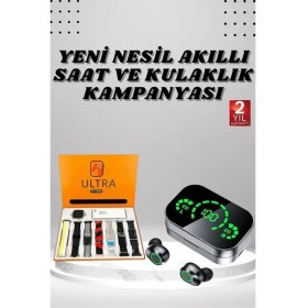 Resim İsmiyle Al Mey Ithalat® 7 Kordonlu Akıllı Saat ve Aynalı Bluetooth Kulaklık Powerbank Dijital Göstergeli 