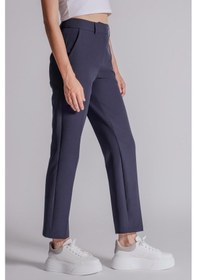 Resim Braccas Kadın Yandan Cepli Fermuar Ve Agraf Kapamalı Slim Fit Pantolon Lacivert Lacivert 