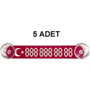 Resim Kırmızı-Beyaz Araç Park Telefon Numaratörü -5 ADET- Tel No Göste 