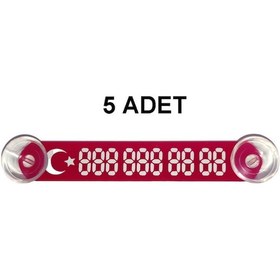 Resim Kırmızı-Beyaz Araç Park Telefon Numaratörü -5 ADET- Tel No Göste 