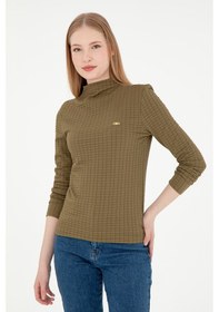 Resim U.S. Polo Assn. Kadın Haki Dik Yaka Sweatshırt 50292421-VR027 