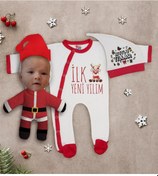 Resim Bk Gift Kişiye Özel Yılbaşı Temalı Tulum Zıbın Kukuletalı Şapka V Çok Renkli 