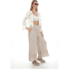 Resim Eren Style İtalyan Fisto Detaylı Keten Pantolon-9186 Bej 