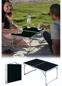 Resim Padilon Küçük Katlanır Kamp Masası Piknik Masası Notebook Masası 60 X 40 Siyah 