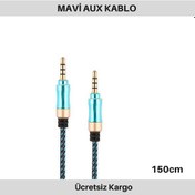 Resim Kgn Aux Stereo Kablo Ip Örgü Mavi 150 Cm 