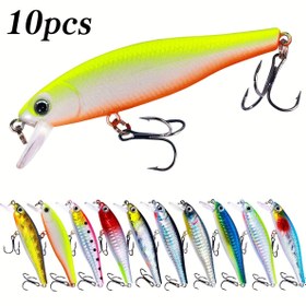 Resim 10 adet Profesyonel Batan Minnow Balıkçılık Yemleri - 8.8cm/3.46 inç, 9g - Bass, Pike ve Daha Fazlasını Yakalamak İçin İdeal - Jerkbait, Crankbait ve Swimbait Hepsi Bir Arada 