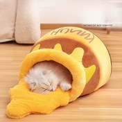 Resim 1 adet Kedi Yuvası Bal Potu Şekilli Kedi Kanepe Yatağı - Kediler için Peluş Polyester Evcil Hayvan Yatağı, Kalınlaştırılmış Rahat Tasarım, 8.0KG Ağırlığa Uygun, Kapalı Kullanım İçin Sevimli ve Rahat, Kedi Mobilya Yatağı, Rahat Kedi Yatağı, Kalınlaştırılmış Polyester Yatak 
