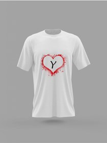 Resim Panorama Ajans Y Harfi Kalp Baskılı T-shirt 