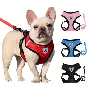 Resim Köpek tasmaları, file kumaş pet tasmaları, yavru nefes alabilen yansıtıcı kurşun köpek ipi, ayarlanabilir evcil hayvan malzemeleri Noel hediyesi 