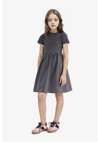 Resim DeFacto Kız Çocuk Bisiklet Yaka Fitilli Kaşkorse Kısa Kollu Yazlık Elbise E3839A825SMAR58 