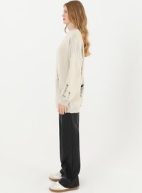 Resim Soul Kadın Yırtıklı Triko Tunik - 32034TUN - BEIGE 