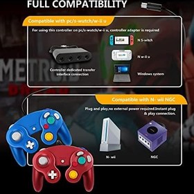 Resim FIOTOK Gamecube Controller, Wii Nintendo Gamecube için Klasik Kablolu Kumanda (Mavi ve Kırmızı-2 Paket) 