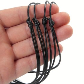 Resim 10 Adet Premium Siyah Suni Deri Kolye Kordonları - Ayarlanabilir, Erkekler & Kadınlar için Çift Düğüm Tasarımı, Takı Yapımı için Suni Deri Kordon 