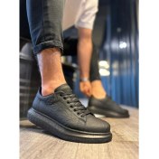 Resim Shoecide Yüksek Taban Günlük Ayakkabı 044 Siyah Siyah Taban (Desenli) 