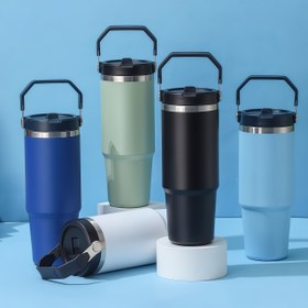 Resim 20oz/30oz Paslanmaz Çelik Çift Duvarlı Vakum Yalıtımlı Tumbler Kapak & Saman ile – İçecekleri Sıcak veya Soğuk Tutuyor, Taşınabilir Sap, Seyahat ve Açık Hava Aktiviteleri için Mükemmel, Araba Kullanımı için Uygun – Noel, Şükran Günü, Hanuka için Harika Hediye, İzoleli İçecek Kabı, Taşınabilir İçecek Ürünü, Paslanmaz Çelik Tumbler 
