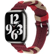 Resim Tuva Teknoloji Watch 7 45mm Uyumlu Clo- Krd-97 Sarmal Örgü Tasarımlı Kordon-kırmızı 