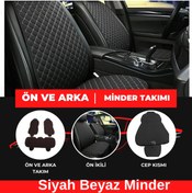 Resim teknotrust Yüksek konforlu siyah ve beyaz üçlü koltuk minder, ergonomik ve terletmez tasarım 