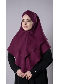 Resim Hürrem Bone Bordo Pratik Hazır Geçmeli Tesettür Eşarp Pamuk Caz Kumaş Çift Katlı Çapraz Hijab 2304 16 