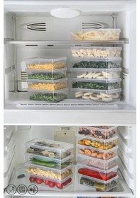 Resim 20 Adet Plastik Saklama Kabı Kendinden Kapaklı Dondurucu Kabı Hava Almaz 1 Lt. Ve 2 Lt. Ekru 