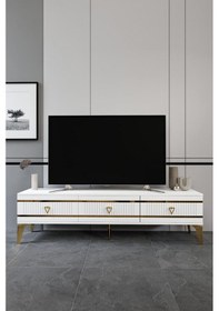 Resim 180 CM KORDON MDF MEBRAN KAPAK BEYAZ GOLD 