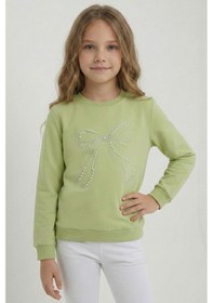 Resim Breeze Kız Çocuk Sweatshirt İnci Taş İşlemeli 7-12 Yaş, Fıstık Yeşili Fıstık Yeşili 