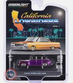 Resim 1:64 Greenlight 1946 Ford Fordor Super Deluxe in Dark Purple Metallic and Black Two Tone California Lowriders Series 6 
