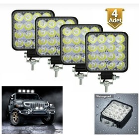 Resim Point 4 Adet 16 LED Off Road Iş Makinesi Kamyon Traktör Projektör Çalışma ve Sis Lambası 48 Watt 12V 