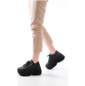 Resim Sp-156 Siyah Bağcıklı Fermuarlı Yüksek Taban Günlük Spor Ayak... Siyah 