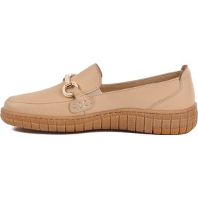Resim Bej Hakiki Deri Anatomik Kadın Casual Ayakkabı Z078 Z Bej 