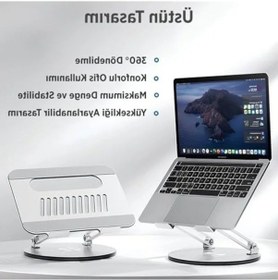 Resim Yükseklik Ayarlı Metal Laptop Standı - 360 Döner Tasarım 124-Pembe 