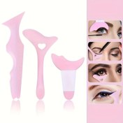 Resim 3'lü Silikon Makyaj Kılavuzu Seti - Mükemmel Eyeliner, Kirpikler & Kaşlar için Pembe Göz & Dudak Şekillendirme Araçları, Tüm Cilt Tipleri için Koku İçermeyen Güzellik Yardımcısı 