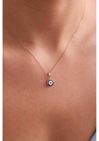 Resim Gianfranco Mavi Lacivert Mineli Çift Taraflı Nazar Boncuğu Göz Kolye 45 Cm 