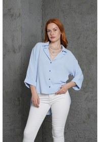 Resim Kol Katlama Detaylı Bebe Mavi Gömlek 
