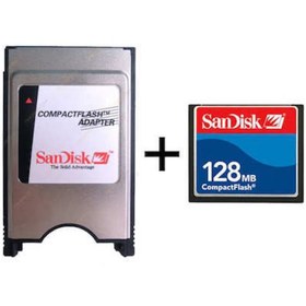 Resim Sandisk 128Mb Compact Flash Kart +Pcmcıa Adaptör Cnc Torna Uyumlu 