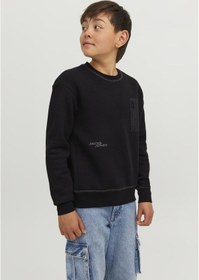 Resim Jack & Jones Gögüs Cepli Bisiklet Yaka Sweatshirt - Çocuk 12242975 Black 